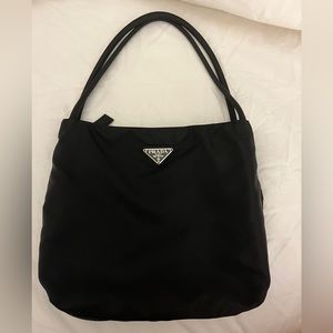 PRADA AUTHENTIC VINTAGE BLACK NYLON TESSUTO CITY BAG SMALL SHOULDER TOTE PURSE